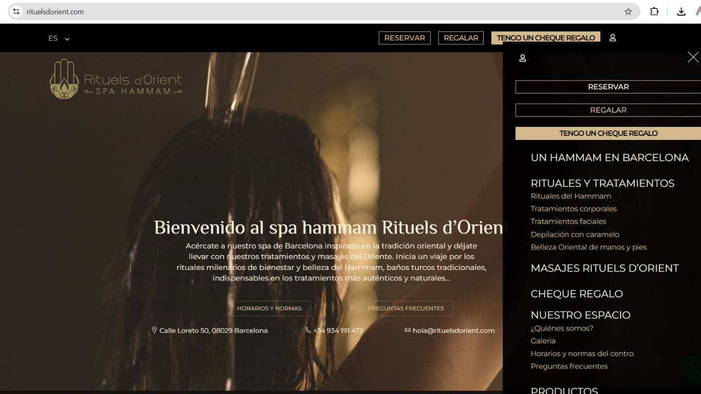 Rituels d'orient Web corporativa de rituels de orient
